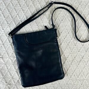 MARGOT CROSSBODY PURSE BAG BLACK PEBBLE SOFT LEATHER ADJ. STRAP